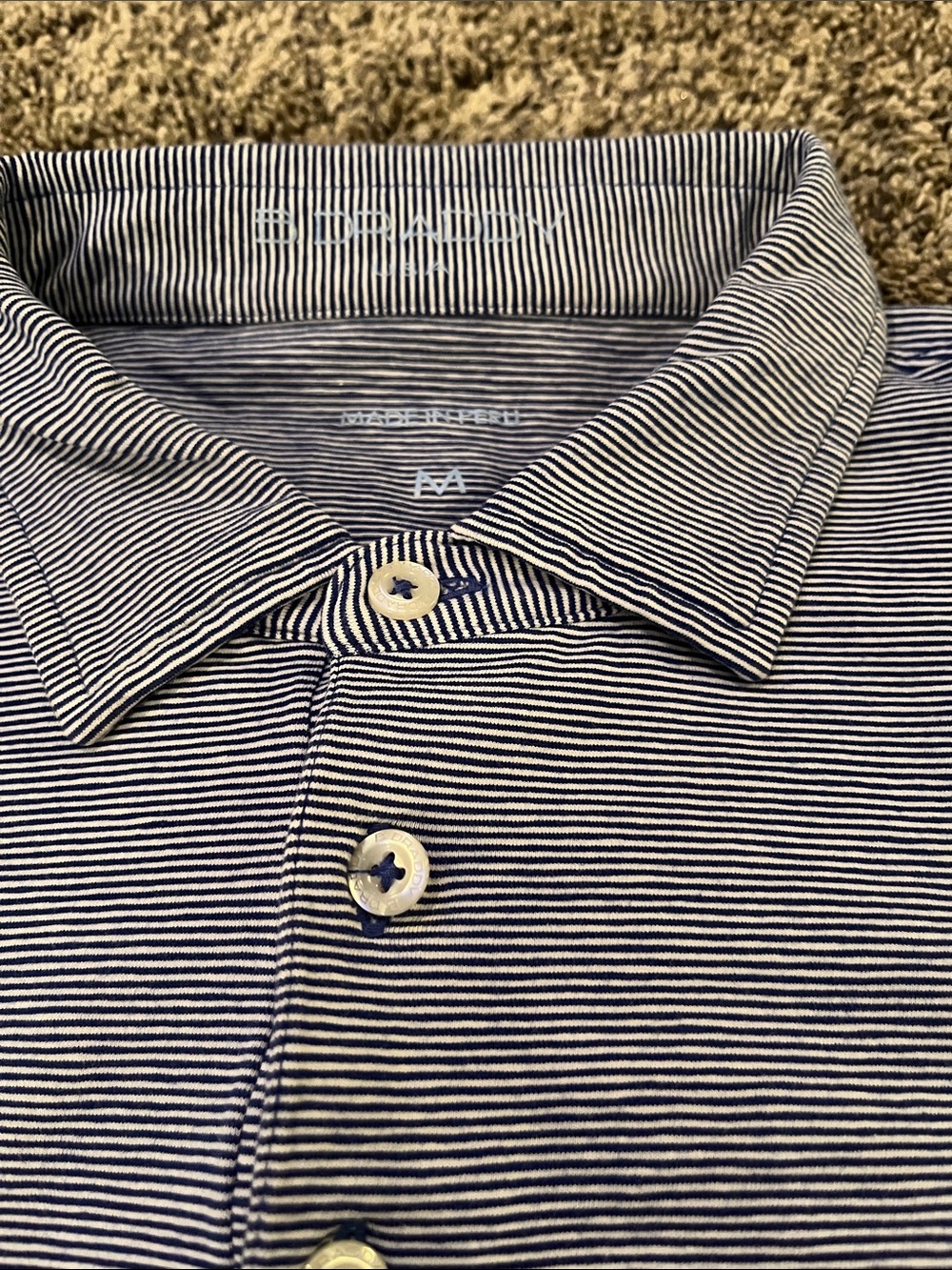 National golf Links of America! Men's Striped Pocket Polo Shirt - Navy /White. M - Picture 4 of 7